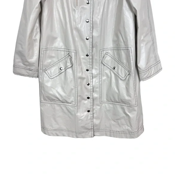 AlexaChung Ivory Hooded Coated Cotton Blend Oversized Rain Trench Coat Jacket